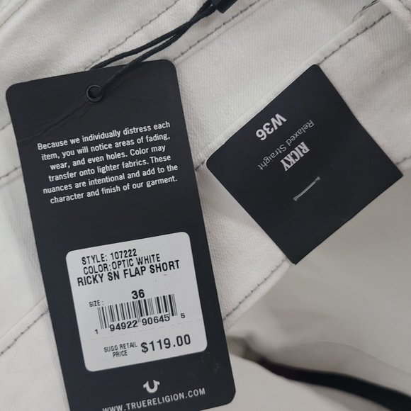 True Religion White Jean Shorts for Men - Picture 5 of 6